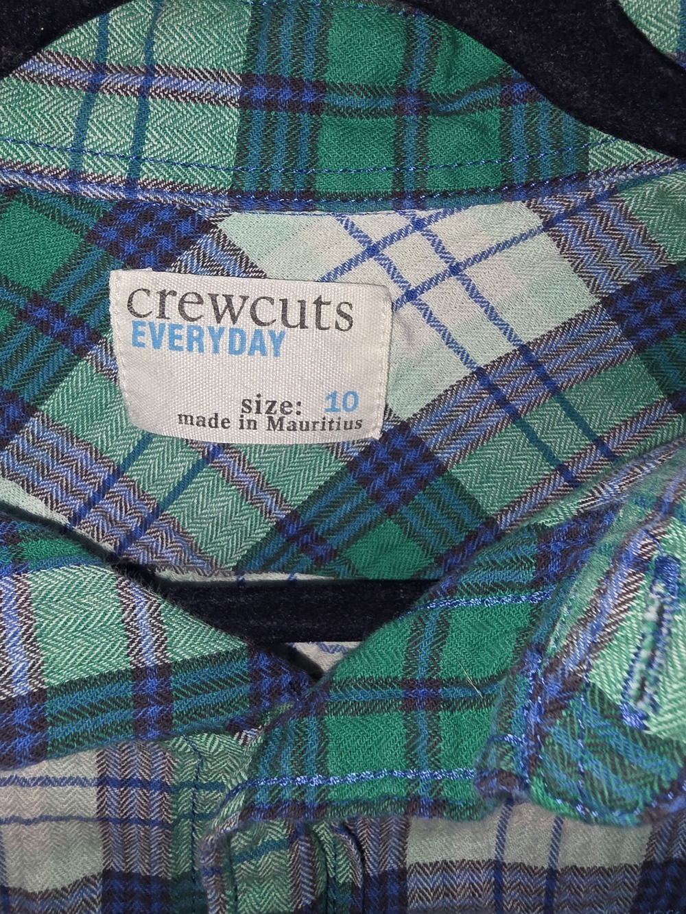 Crewcuts boys Size 10 Everyday Green Plaid Button-Up Shirt